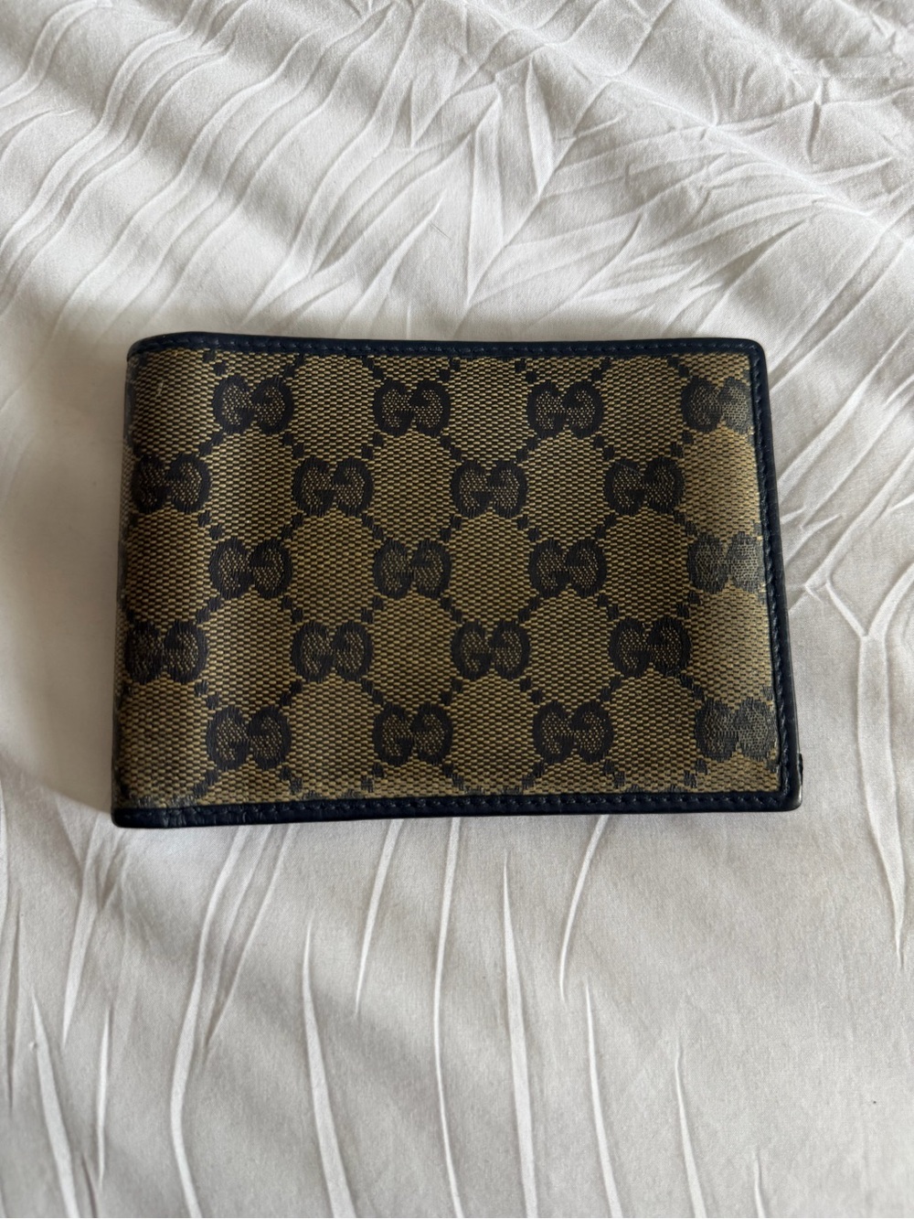 Gucci Brown and Black GG Supreme Canvas Bi-Fold Wallet